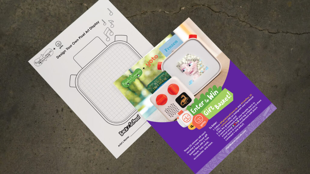 Pigtails & Crewcuts 2025 Back 2 School campaign - printed flyers and coloring pages